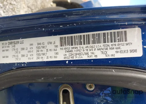 2009 Dodge Ram 1500 St from USA, damaged, VIN 1D3HV18P49S787006
